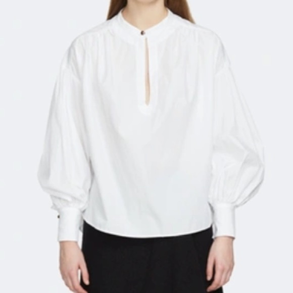 bassike Tops - Bassike Cotton Gathered Oversized Shirt In White M/L